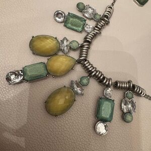 Silver and Green Zig-Zag Necklace with Jade Pendants